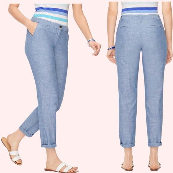 Talbots Blue Chambray Relaxed Chino Pants Ankle Length Stretch Cotton Size 2 - Picture 10 of 10